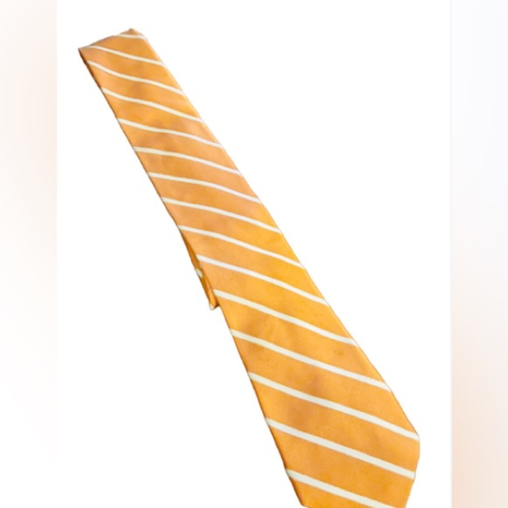 MEN’S TIES - Isaac Mizrahi New York 100% Silk Tie Orange w White Stripes PGC